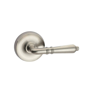 N2LOK Dora lever door handle in brushed nickel finish, made of solid brass. Features decorative fluting.