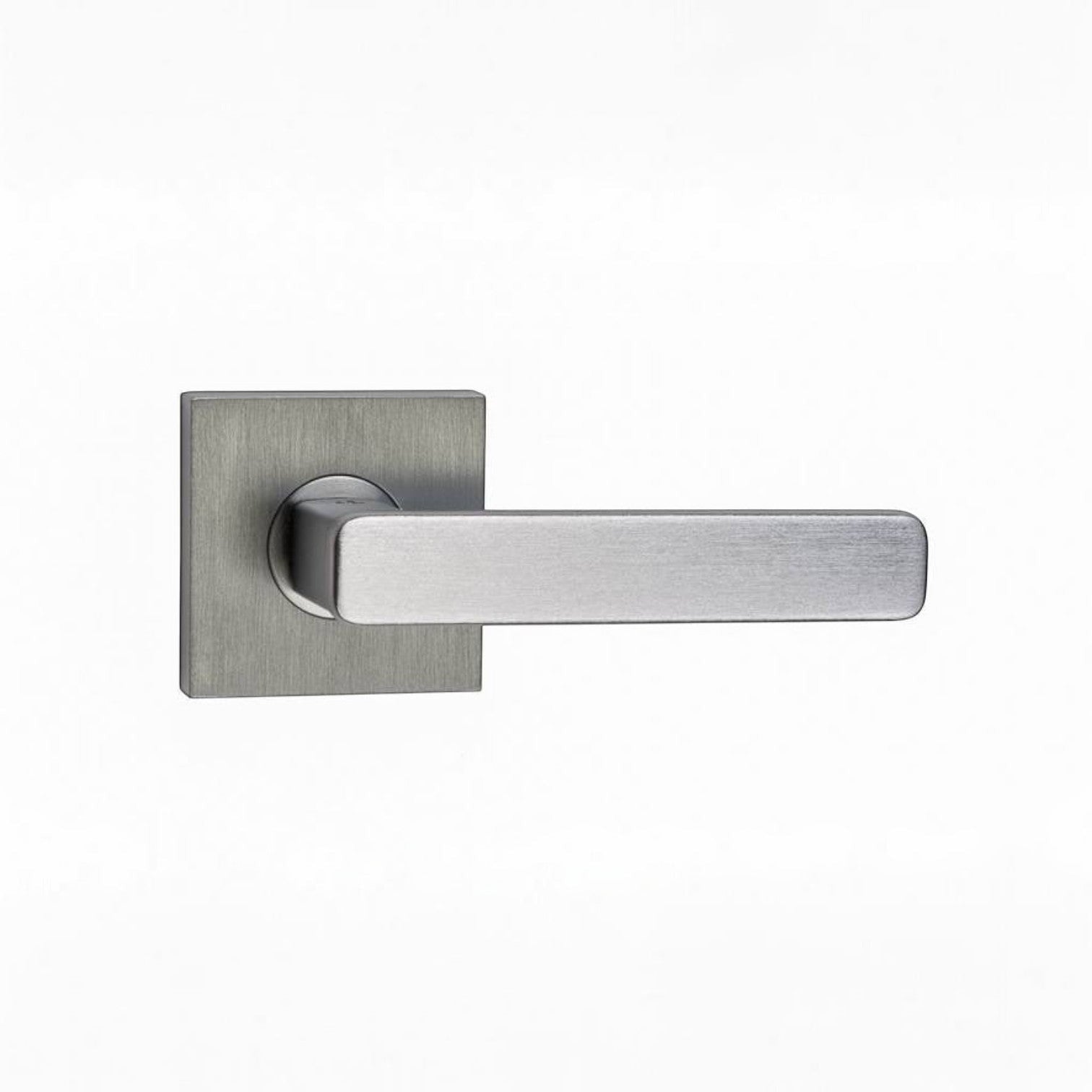 N2LOK Vitus square brushed nickel door handle with adjustable latch