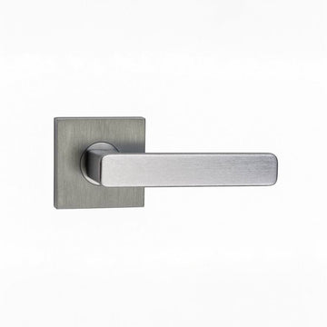 N2LOK Vitus square brushed nickel door handle with adjustable latch